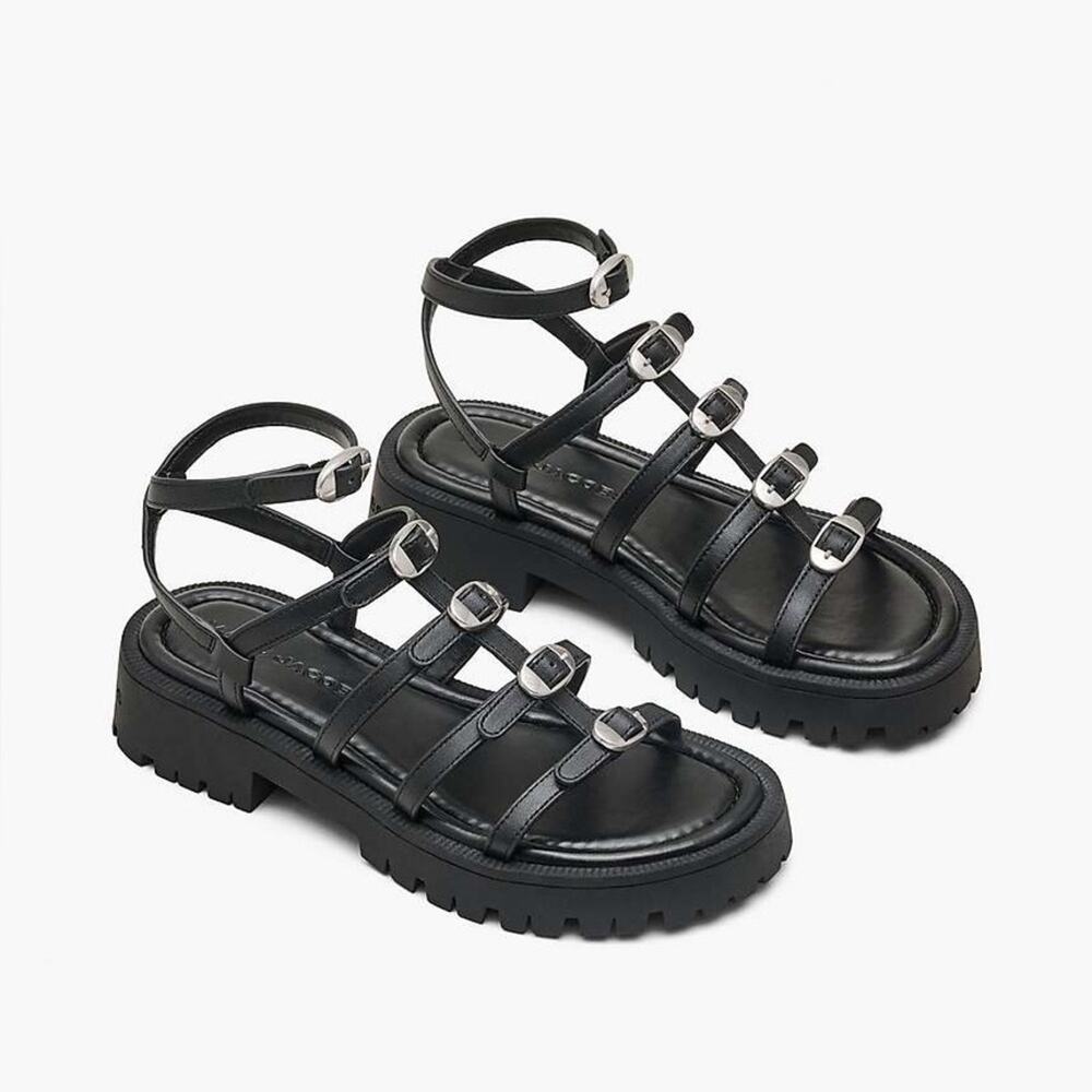 Sale ends7/30 Marc Jacobs Black Strappy Buckle Sandals 38 - Picture 3 of 7